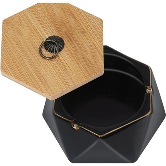 ashtrays for Cigarettes, Pink Marble Ceramic ash Tray with lid,Outdoor Ashtray - Picture 8 of 8